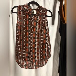 H&M Sleeveless Top with Geometric Print - Brown and Orange